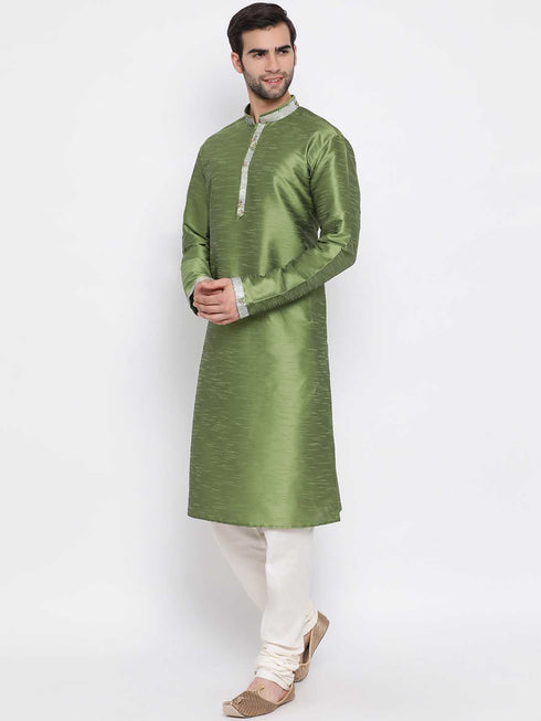 Men's Green Silk Kurta Pyjama Set